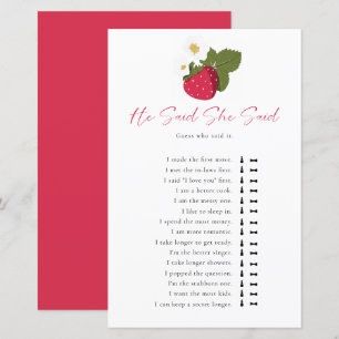 Berry in Love He Said She Said Bridal Shower Game
