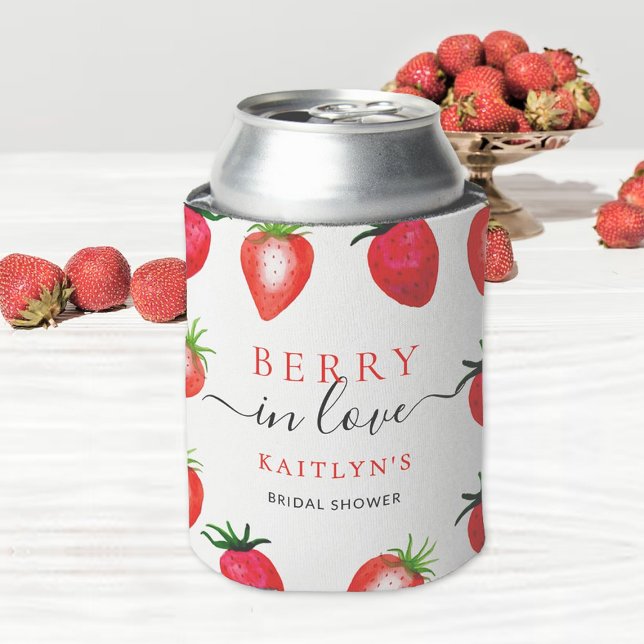 Berry In Love Strawberry Bridal Shower Favour Can Cooler (Creator Uploaded)