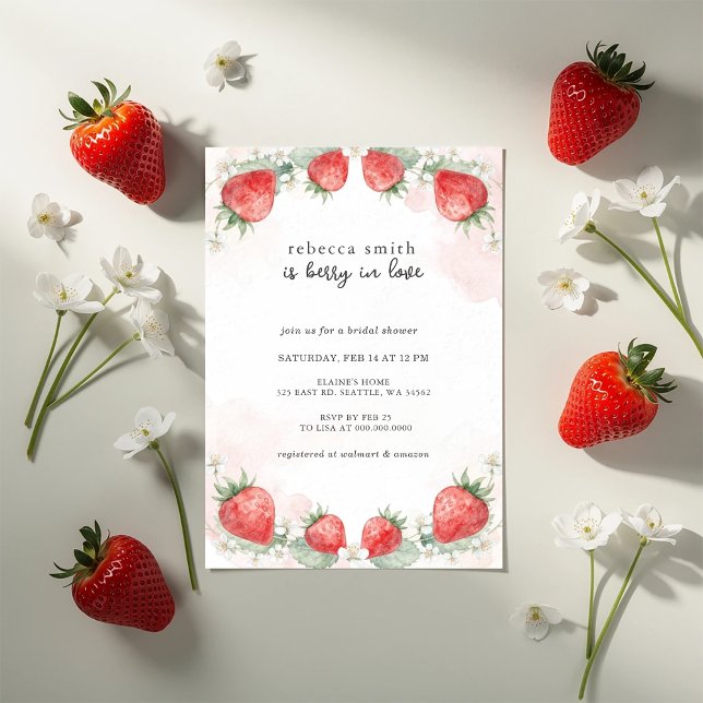 Berry in Love Strawberry Bridal Shower Invitation (Berry in Love Strawberry Bridal Shower Invitation)