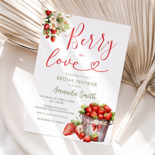  Berry In Love Strawberry Bridal Shower Invitation