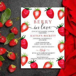 Berry In Love Strawberry Bridal Shower Invitation
