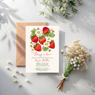 Berry in love strawberry bridal shower invitation