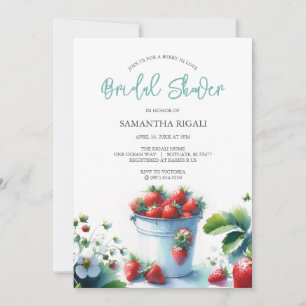 Berry In Love Strawberry Bridal Shower Invitations