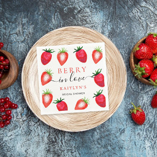 Berry In Love Strawberry Bridal Shower Napkin