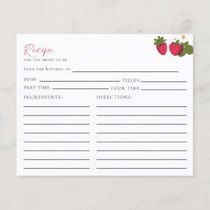 Berry in Love Strawberry Bridal Shower Recipe Card