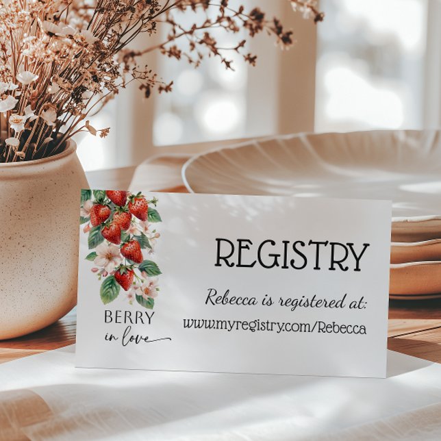 Berry in Love Strawberry Bridal Shower Registry Enclosure Card (Creator Uploaded)
