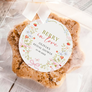 Berry In Love Strawberry Bridal Shower Sticker