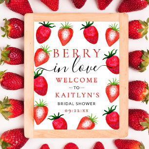 Berry In Love Strawberry Bridal Shower Welcome Poster