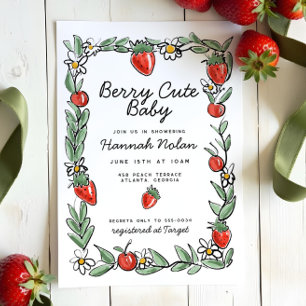 Berry in Love Strawberry Cherry Baby Shower Invitation