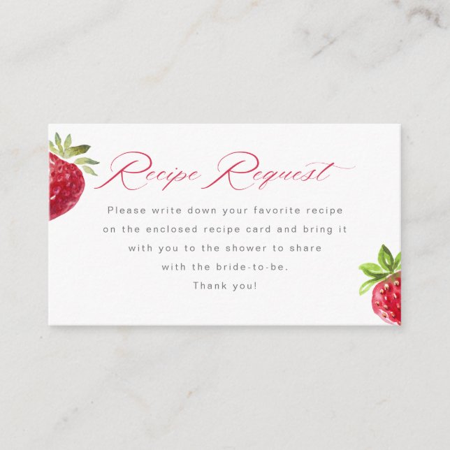 Berry in Love Strawberry Recipe Request Enclosure Card (Front)