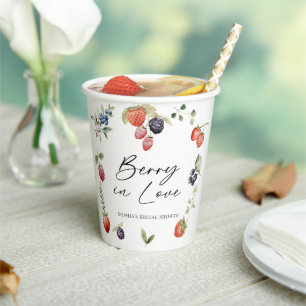 Berry in Love Watercolor Berries Bridal Shower Paper Cups