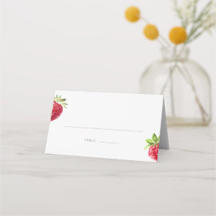 Berry in Love Watercolor Strawberry Place Card