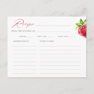 Berry In Love Watercolor Strawberry Recipe Card