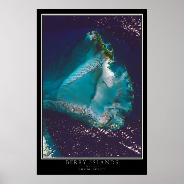 Berry Islands Bahamas From Space Satellite Map Poster (Front)