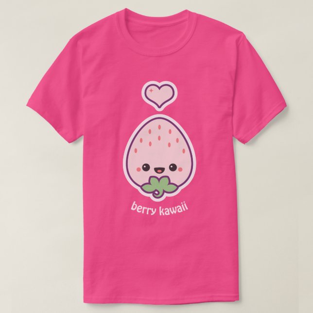 Berry Kawaii Pink Strawberry T-Shirt (Design Front)