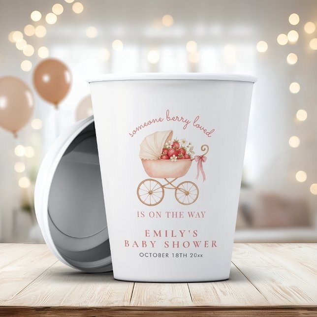 Berry Loved Strawberry Girl Baby Shower Paper Cups (Creator Uploaded)