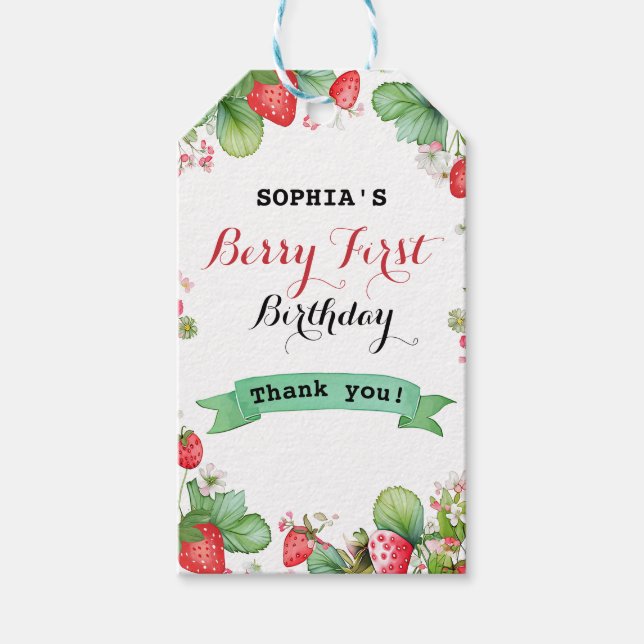 Berry Lovely First Birthday Gift Tags (Front)
