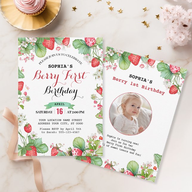 Berry Lovely First Birthday Invitation (Creator Uploaded)