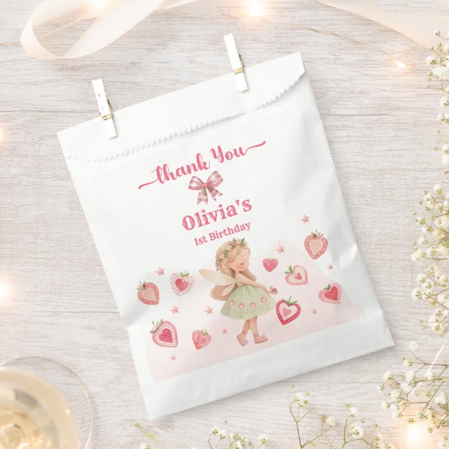 Berry Magical Fairy Girl Birthday Party Strawberry Favour Bags (Clipped)