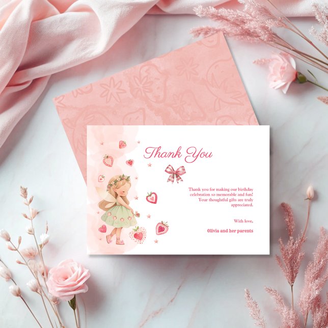 Berry Magical Fairy Girl Birthday Party  Thank You Card (Creator Uploaded)
