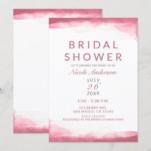 Berry Mauve Pink Watercolor Modern Bridal Shower Invitation