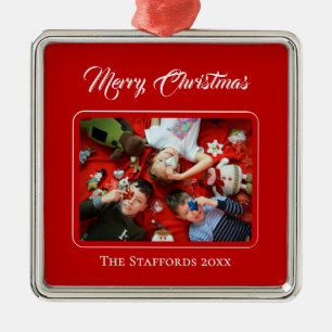 Berry Merry Christmas Red Photo Ornament