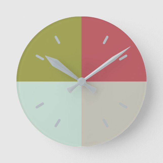 Berry Mint Olive Pebble Round Clock (Front)