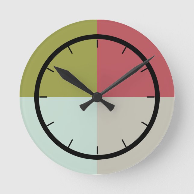 Berry Mint Olive Pebble Round Clock (Front)