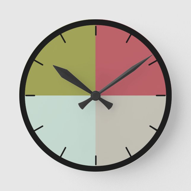 Berry Mint Olive Pebble Round Clock (Front)