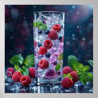 🍹 Berry Mint Sparkling Drink Wall Art For Kitchen