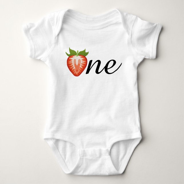 Berry One Strawberry Girls birthday Sweet One Baby Bodysuit (Front)