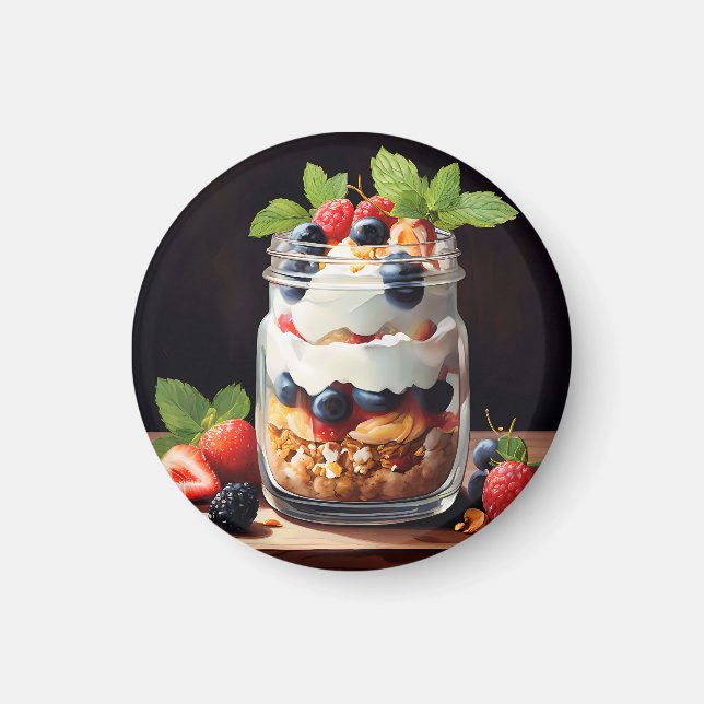 Berry Parfait in Glass Jar Magnet (Front)