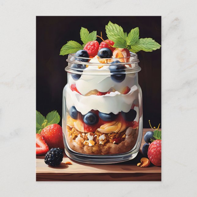 Berry Parfait in Glass Jar Postcard (Front)
