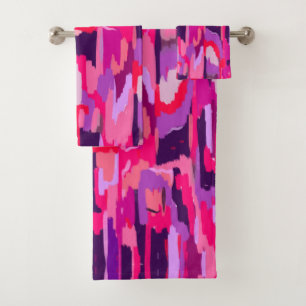 Berry Patch: Red and Pink Abstract Bath Towel Set