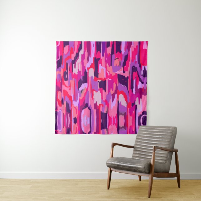 Berry Patch: Red and Pink Abstract  Tapestry (In Situ)