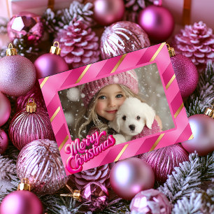 Berry Pink and Blush Brilliance Christmas Photo Holiday Card