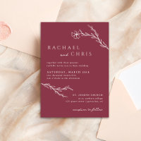 Berry Pink Boho Modern Stenciled Floral Botanical