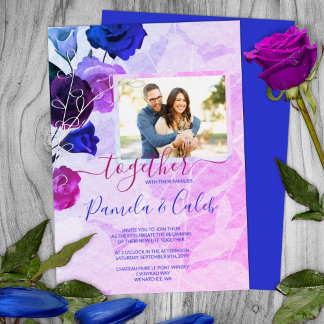 Berry Pink, Bright Royal Blue Rose Garden Wedding