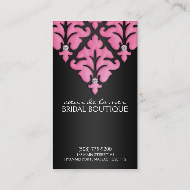 Berry Pink Diamond Damask Appointment Cards (Front)