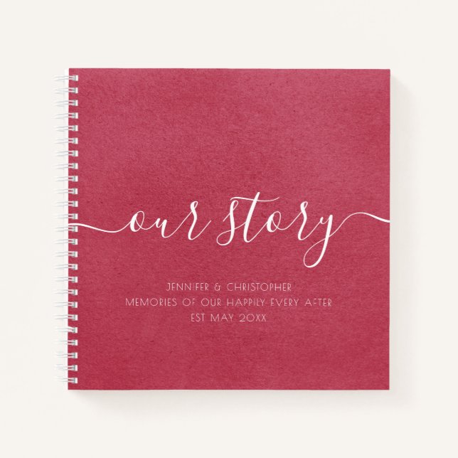 Berry Pink Our Story Memories Couples Keepsake Notebook (Front)