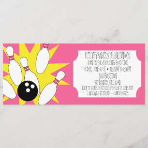 Berry Pink Rolling Good Time Bowling Party Invitation