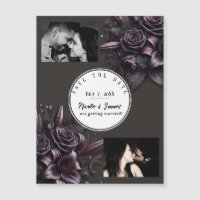 Berry Purple & Black Lily Rose Floral Save Date