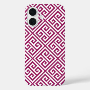 Berry Purple Greek Key Pattern iPhone 16 Case