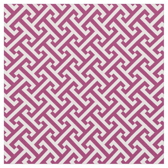 Berry Purple Greek Key Pattern Fabric (Close Up)