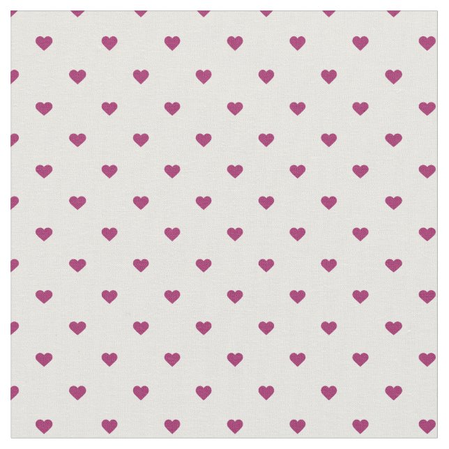 Berry Purple Polka Dot Hearts Fabric (Close Up)