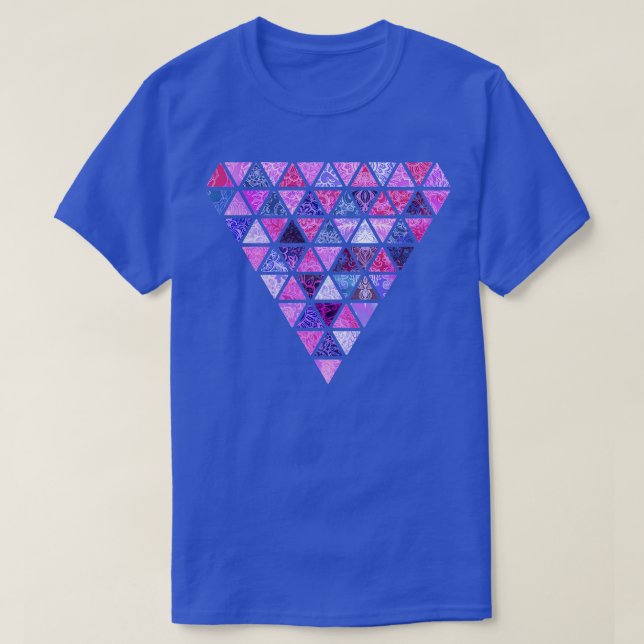 Berry Purples Triangle Patchwork Pattern T-Shirt (Design Front)