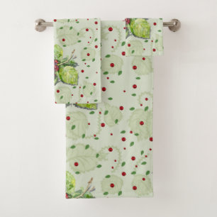 Berry red and black blackberries bath towel set