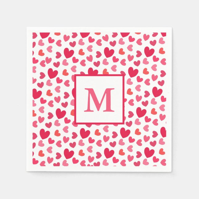 Berry, red and pink hearts pattern Love      Napkin (Front)