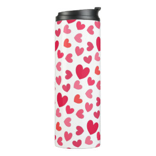 Berry, red and pink hearts pattern thermal tumbler