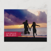 Berry red banner wedding engagement save the date